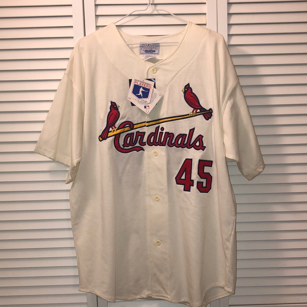 BOBGIBSON STL Cardinals 1967 Majestic Cooperstown Throwback Home Baseball Jersey